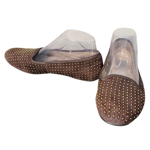 UGG AUSTRALIA Chocolate Suede Gold Studded Accents Ballet Flats Women’s Size 8 - Picture 2 of 8